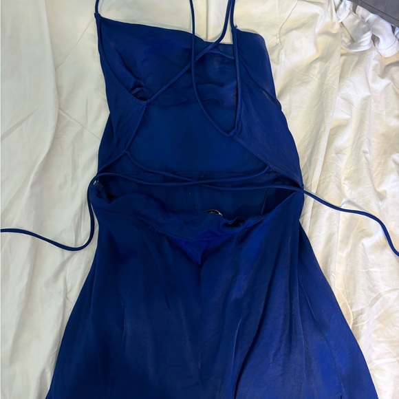 Blue classy going out mini dress backless - Picture 2 of 3